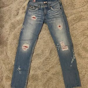 True Religion, distressed jeans, size 24.